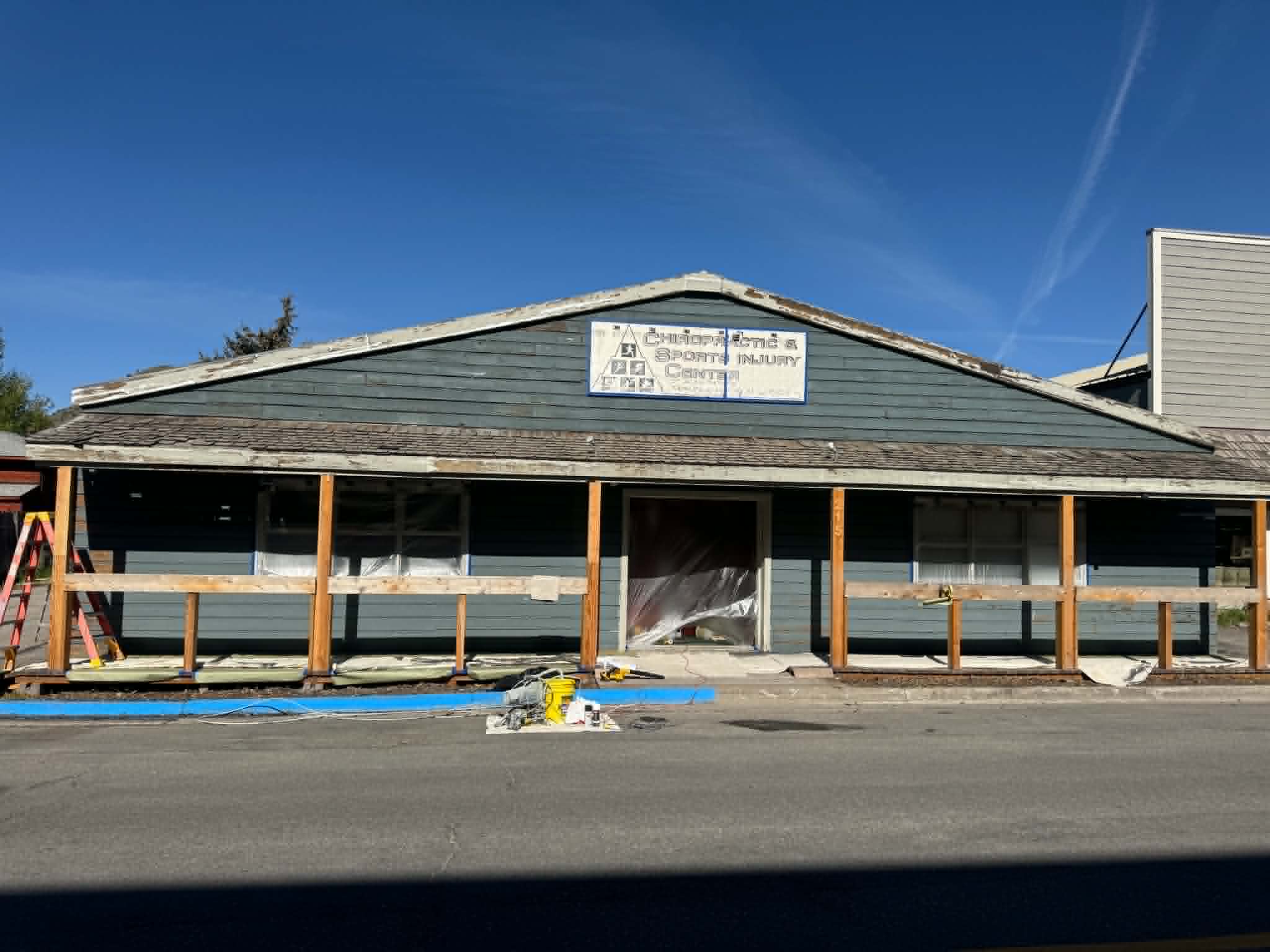 Commercial building prep and priming in progress