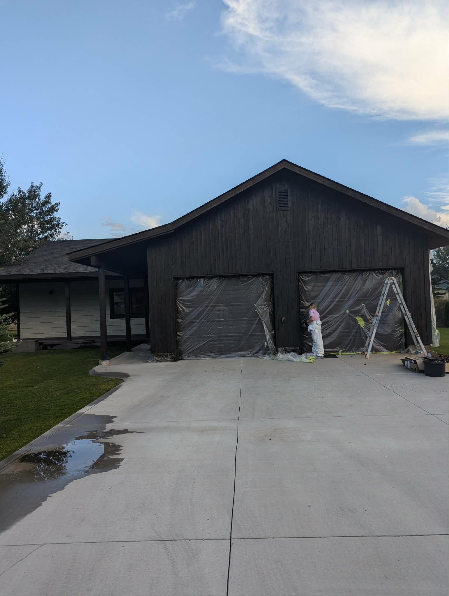 Exterior garage and barn stain