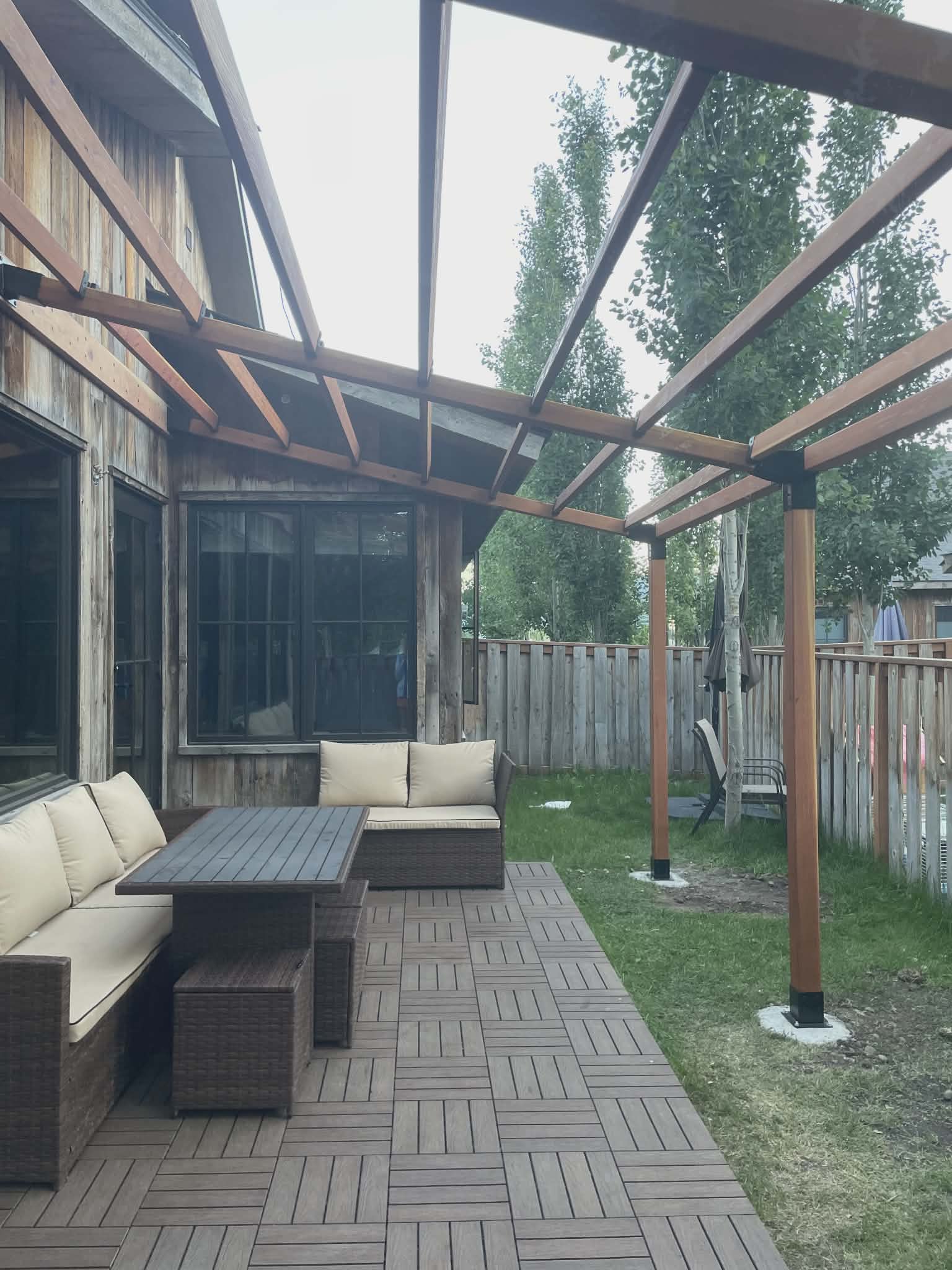 Backyard patio with timber pergola